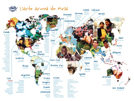 A map of the world with the 147 L'Arche communities spread over 5 continents.